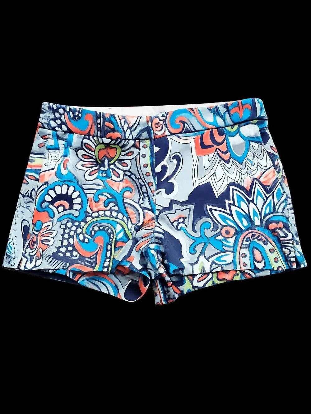 J.Crew Moonglow Paisley Print Stretch Chino Shorts - 6 - Blue Orange Cotton EUC